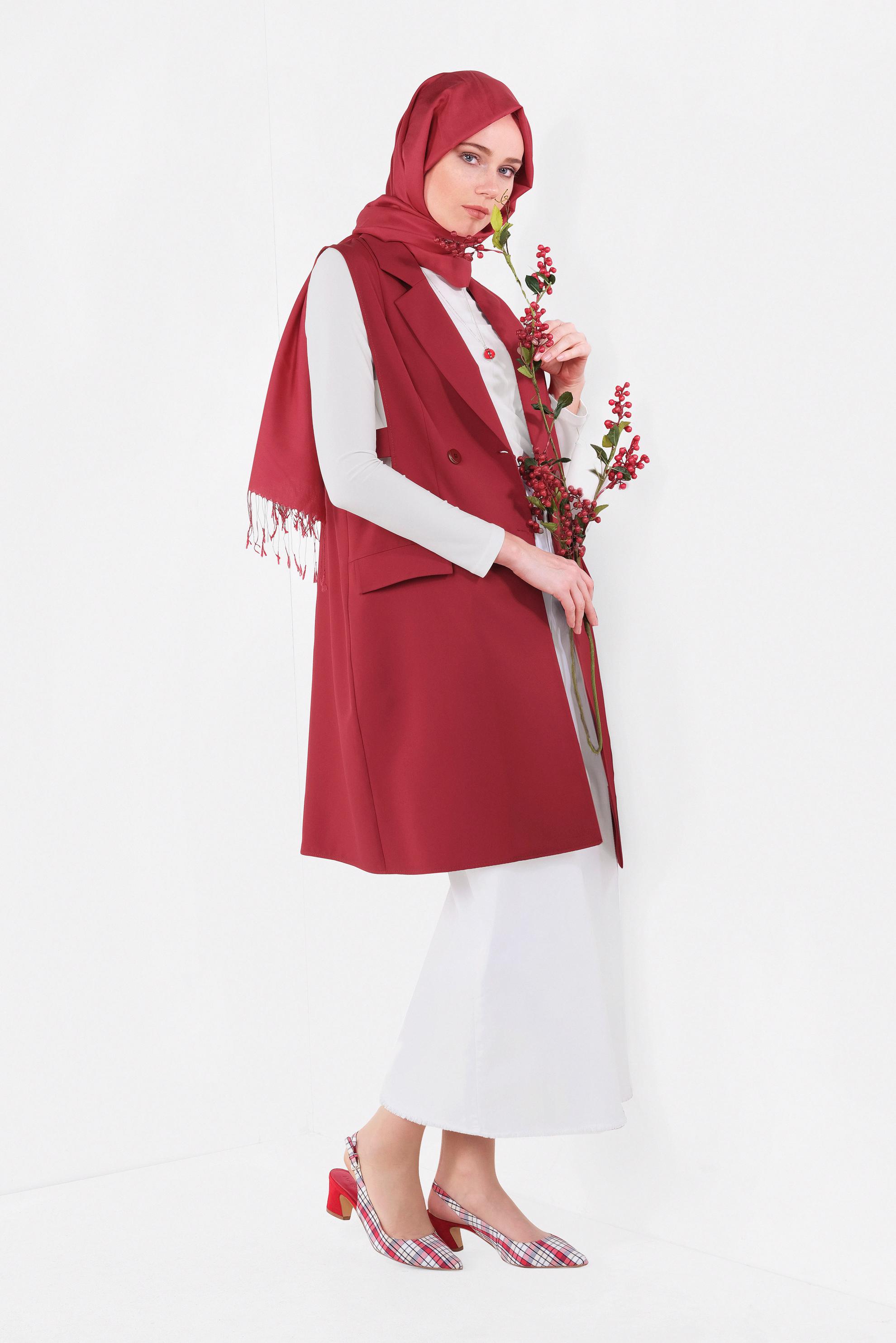 Tesettür giyim BEYAZ UZUN DENİM ETEK 6359 