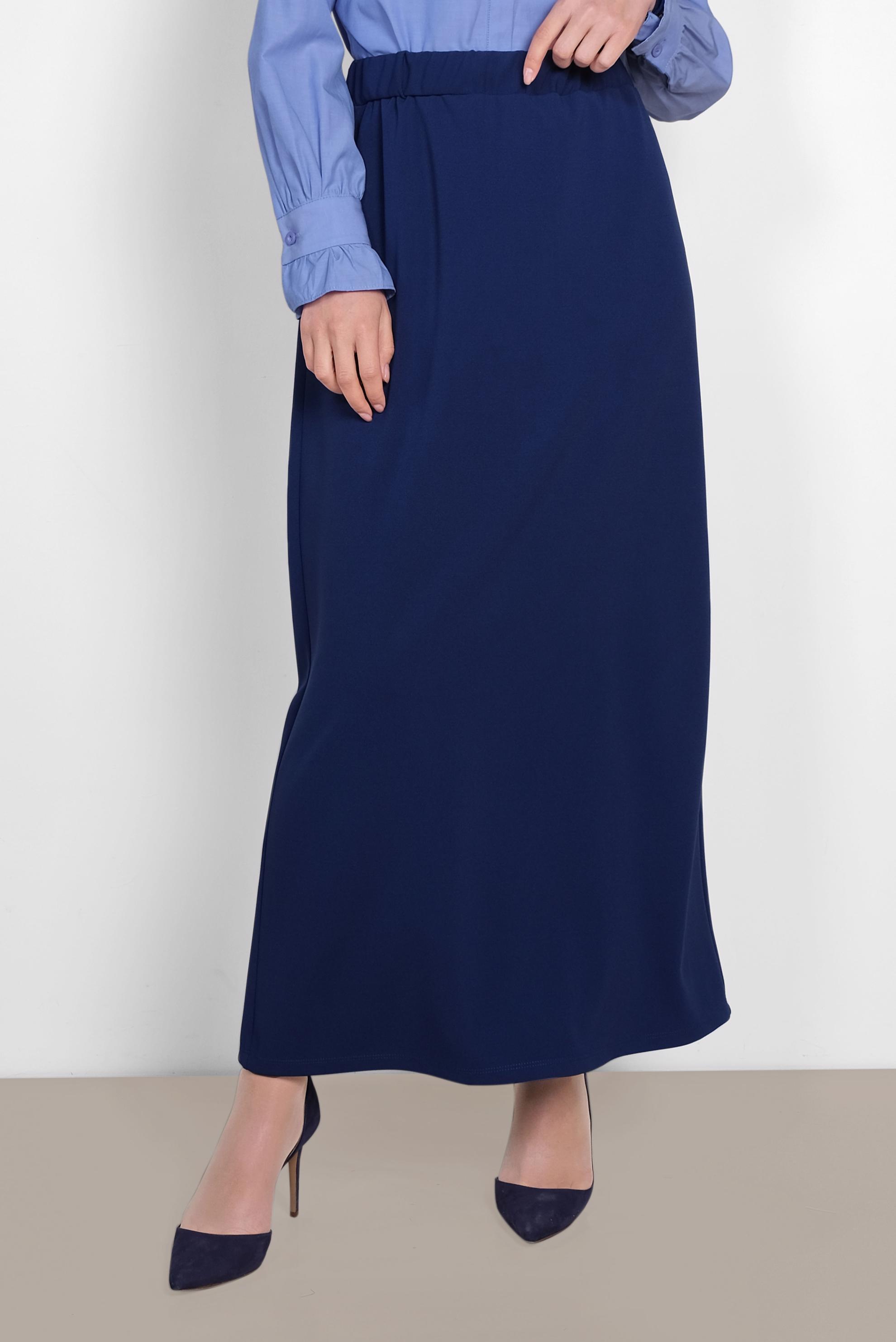 Tesettür giyim LACİVERT BELİ LASTİKLİ DÜZ KESİM ETEK 6363