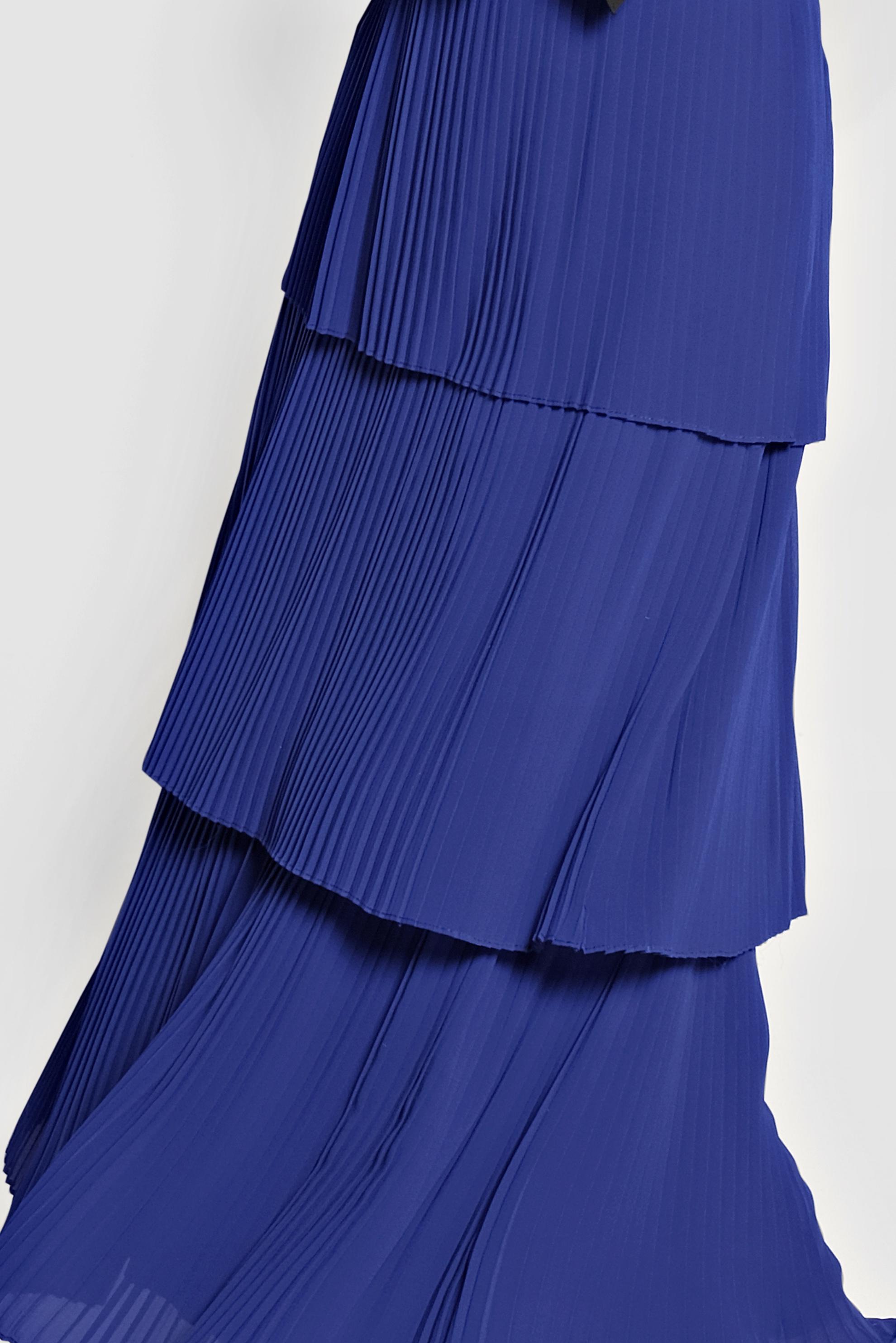 Tesettür giyim LACİVERT KAT KAT PİLİSELİ ŞİFON ETEK 6365 