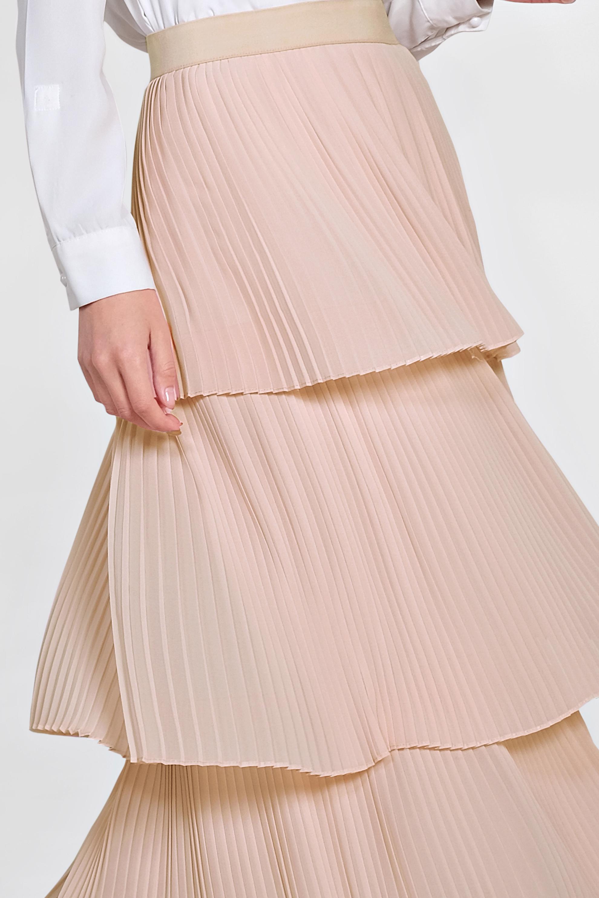 Tesettür giyim PUDRA KAT KAT PİLİSELİ ŞİFON ETEK 6365 