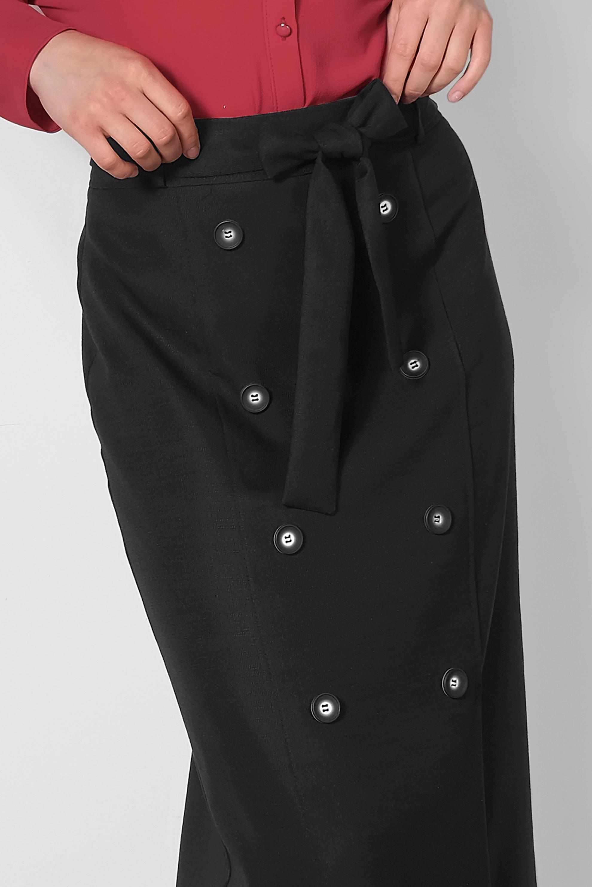 Tesettür giyim SİYAH BELİ BAĞCIKLI DÜĞME DETAYLI ETEK 6371