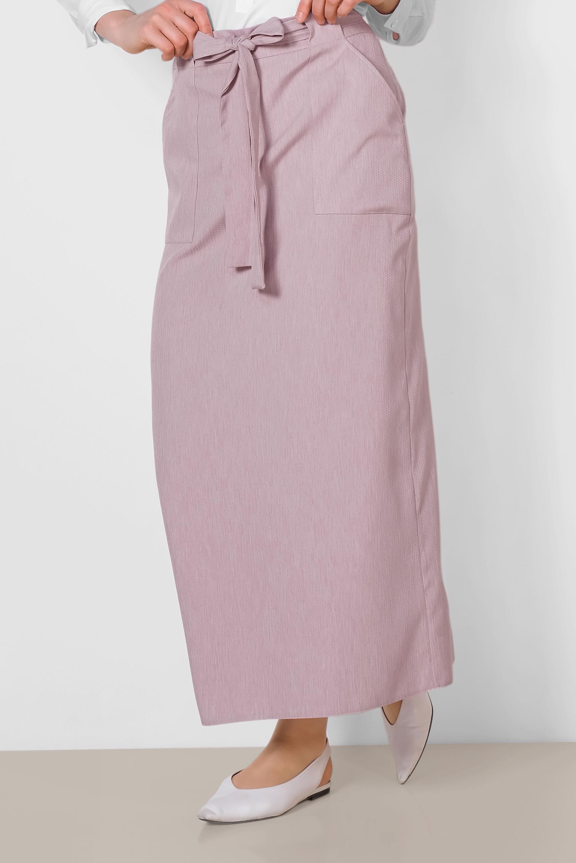 Tesettür giyim PUDRA BELDEN BAĞCIKLI ETEK 6372