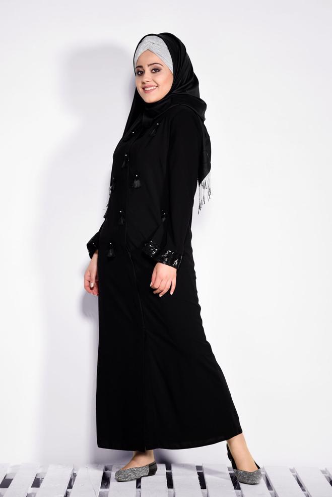 Hijab clothing BLACK 8266 GİNO FERACE 46/52 TEK44 - ALVİNA