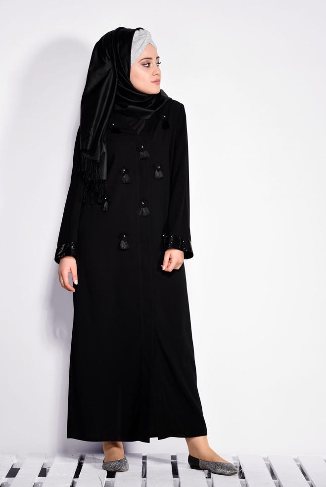 Hijab clothing BLACK 8266 GİNO FERACE 46/52 TEK44 - ALVİNA