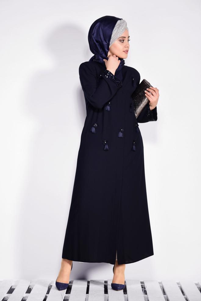 Hijab clothing NAVY BLUE 8266 GİNO FERACE 46/52 TEK44 - ALVİNA
