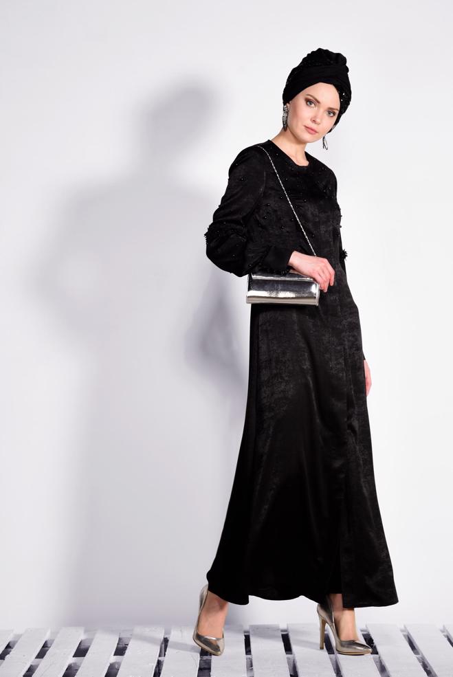 Vêtements hijab NOIR Pardessus 8267  - ALVİNA