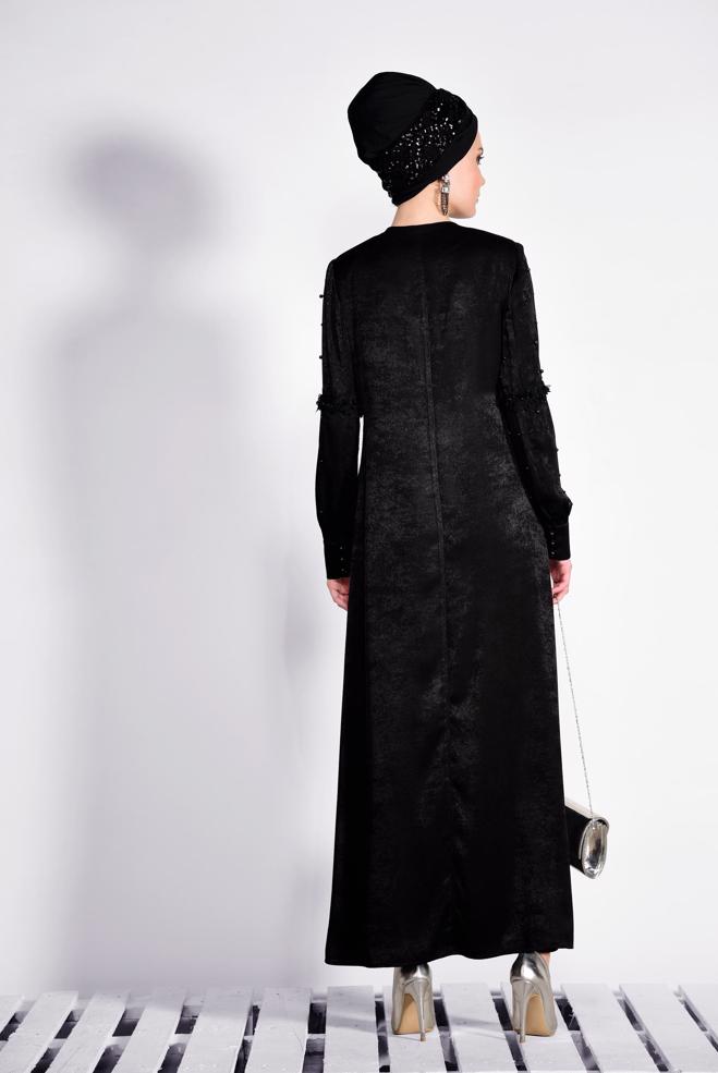 Vêtements hijab NOIR Pardessus 8267  - ALVİNA