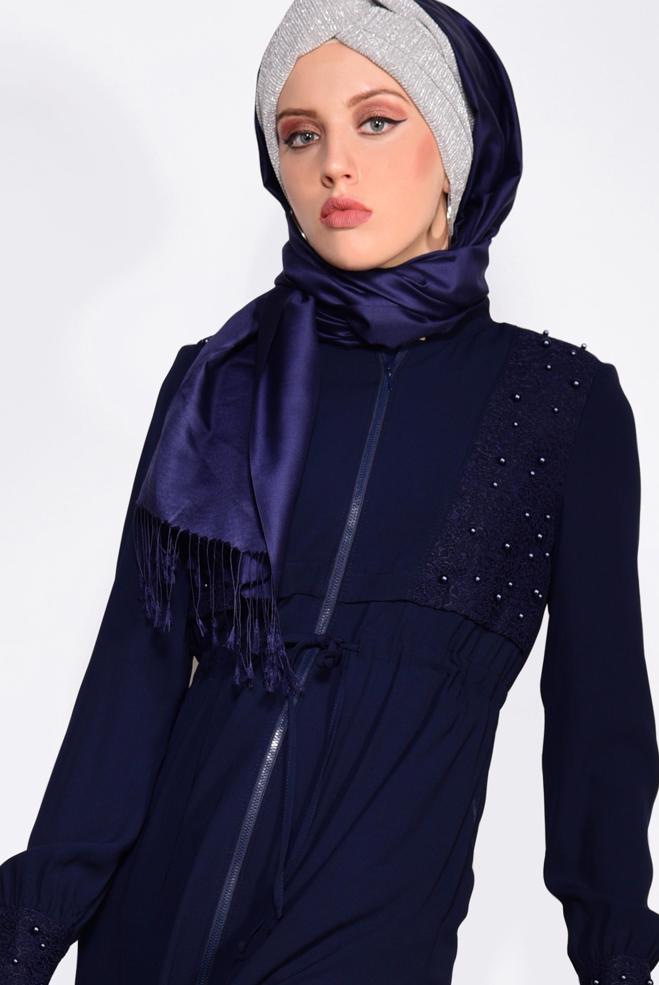 Vêtements hijab BLEU MARINE Pardessus 8286  - ALVİNA