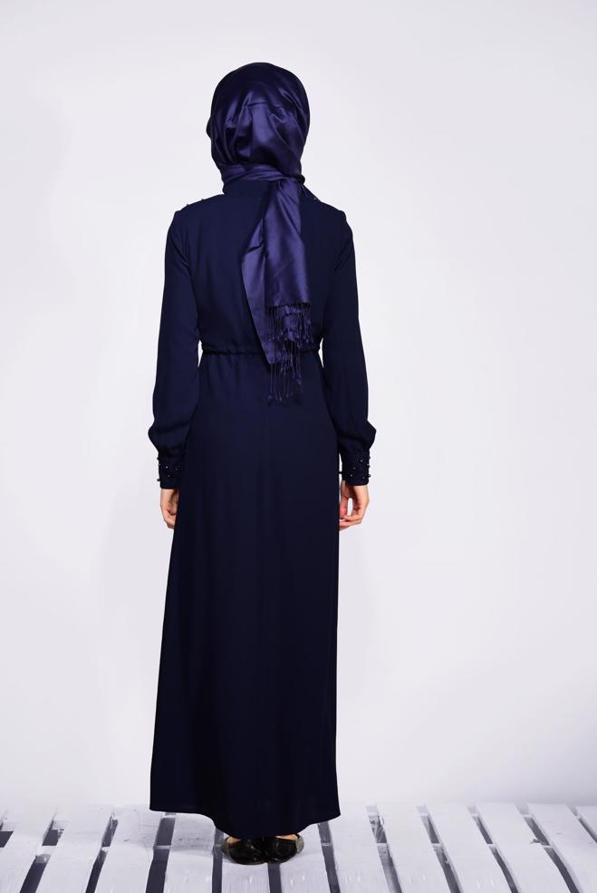 Vêtements hijab BLEU MARINE Pardessus 8286  - ALVİNA