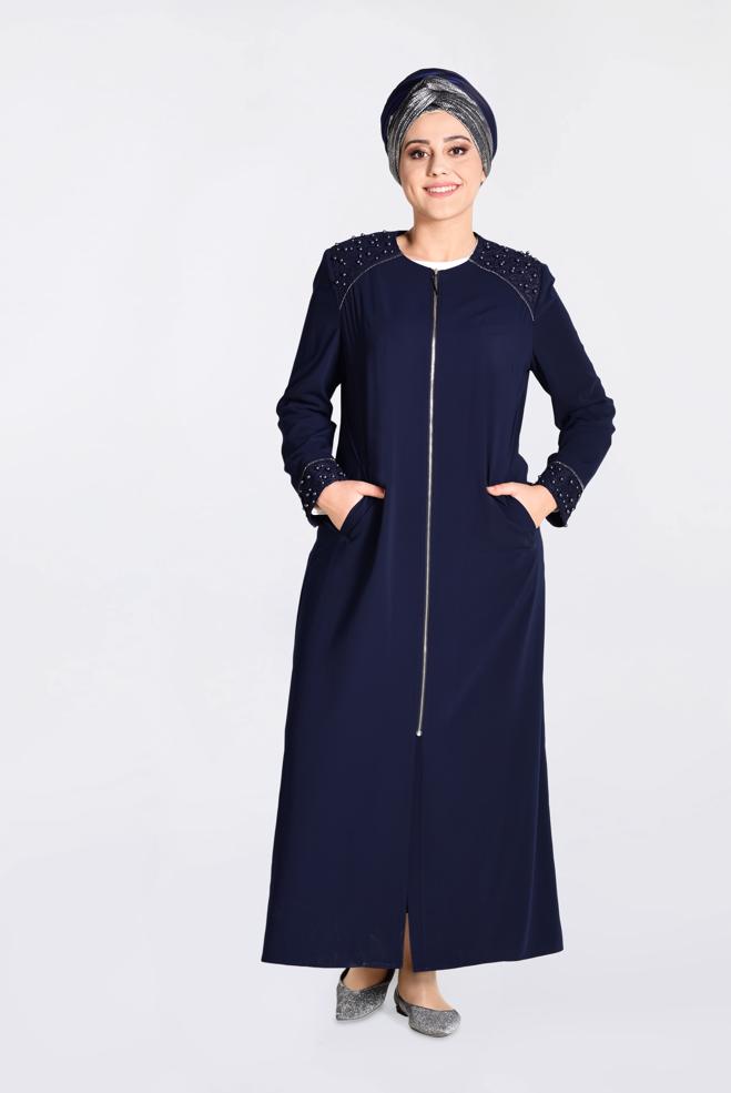 Vêtements hijab BLEU MARINE Abaya 8290  - ALVİNA