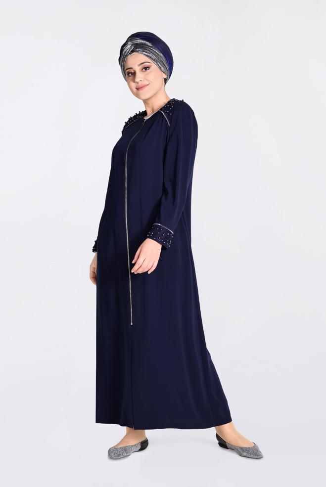 Vêtements hijab BLEU MARINE Abaya 8290  - ALVİNA