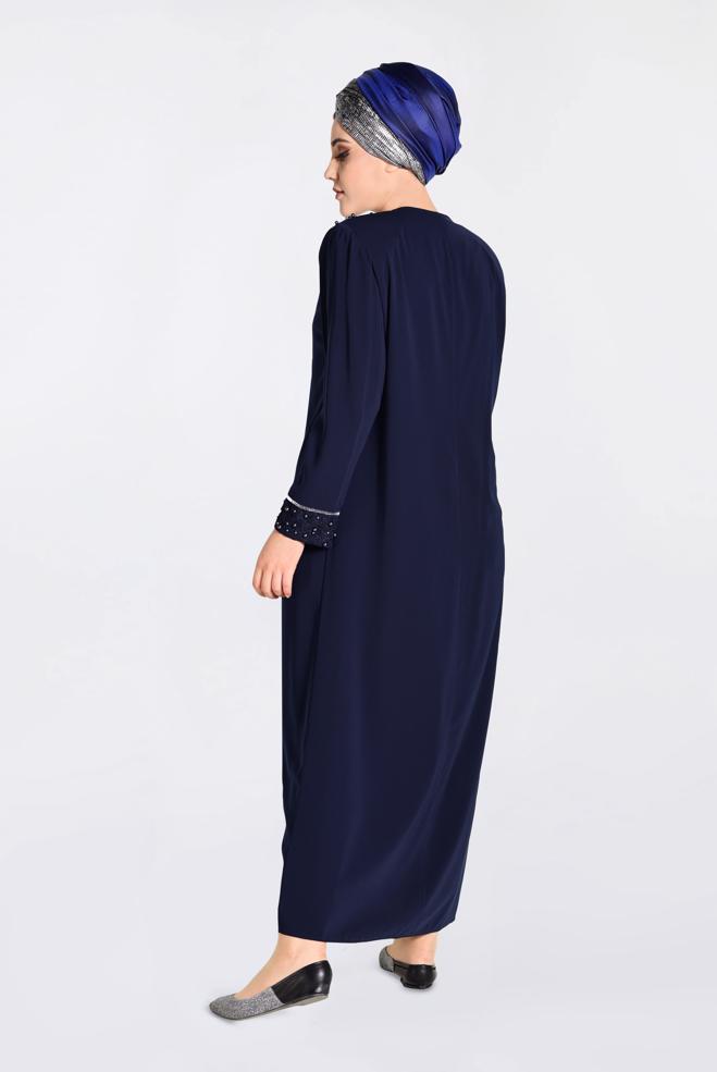Vêtements hijab BLEU MARINE Abaya 8290  - ALVİNA