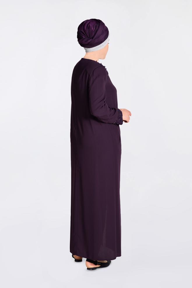 Hijab clothing DAMSON  Pearl Detail Zipper Abaya 8290  - ALVİNA