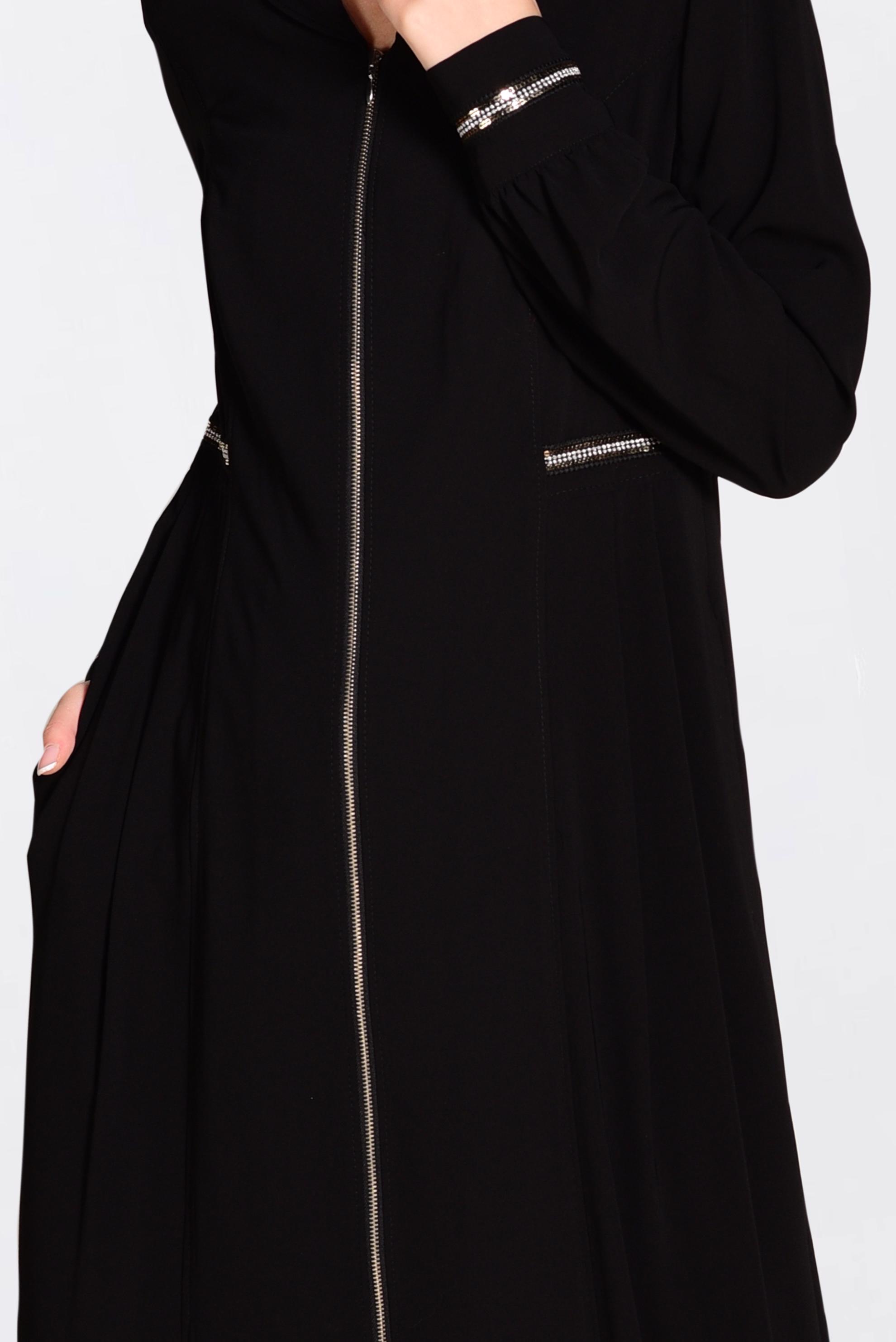 Hijab clothing BLACK Zippered and Pocketed Abaya 8294