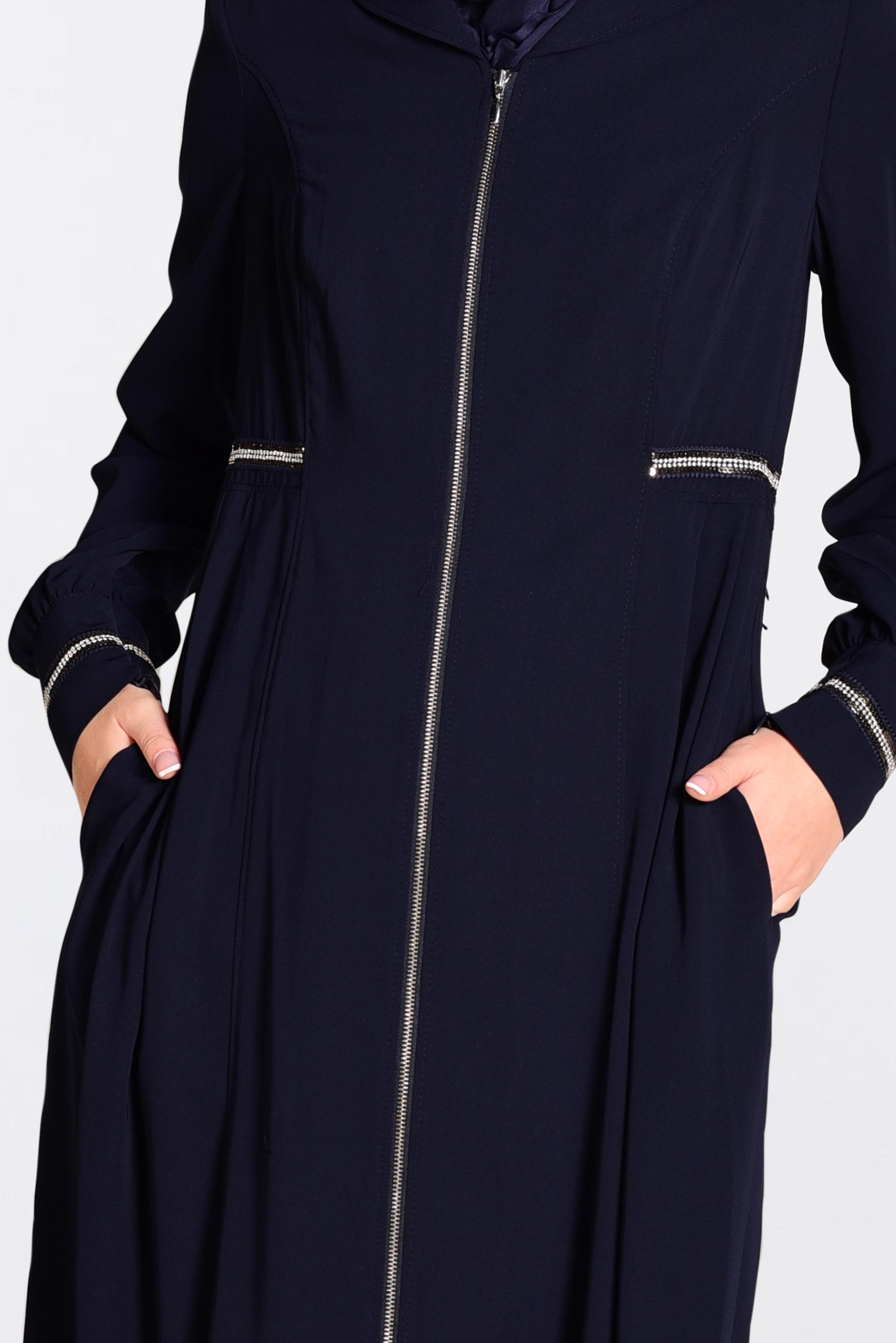 Tesettür giyim LACİVERT FERMUARLI VE CEPLİ FERACE 8294