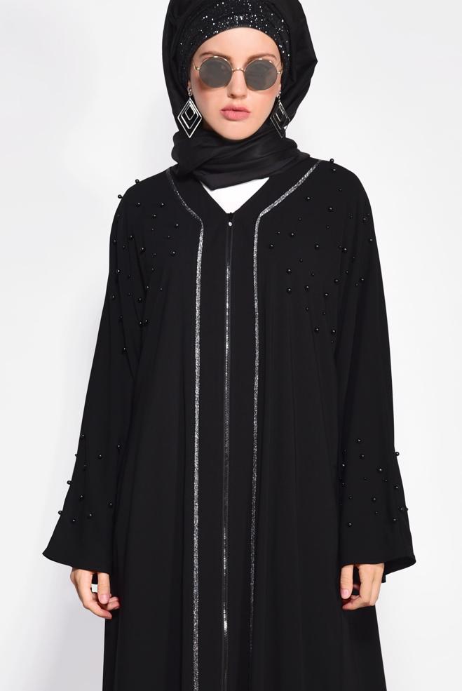 Vêtements hijab NOIR Abaya 8295  - ALVİNA
