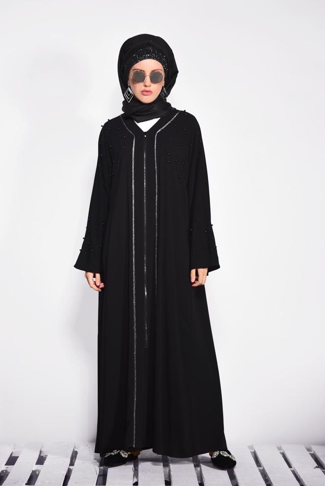 Vêtements hijab NOIR Abaya 8295  - ALVİNA