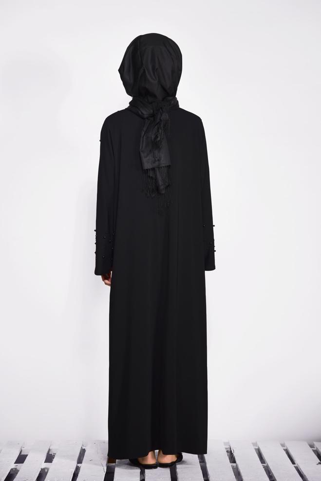 Vêtements hijab NOIR Abaya 8295  - ALVİNA