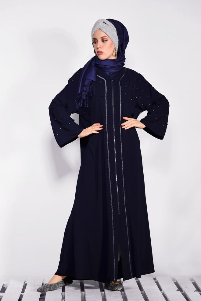 Vêtements hijab BLEU MARINE Abaya 8295  - ALVİNA