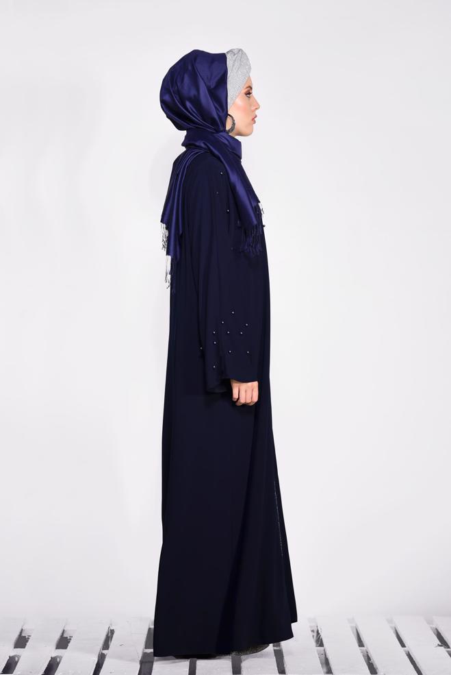 Vêtements hijab BLEU MARINE Abaya 8295  - ALVİNA