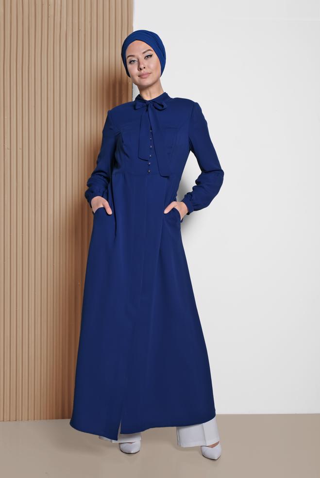 Vêtements hijab BLEU MARINE Abaya 8304 - ALVİNA