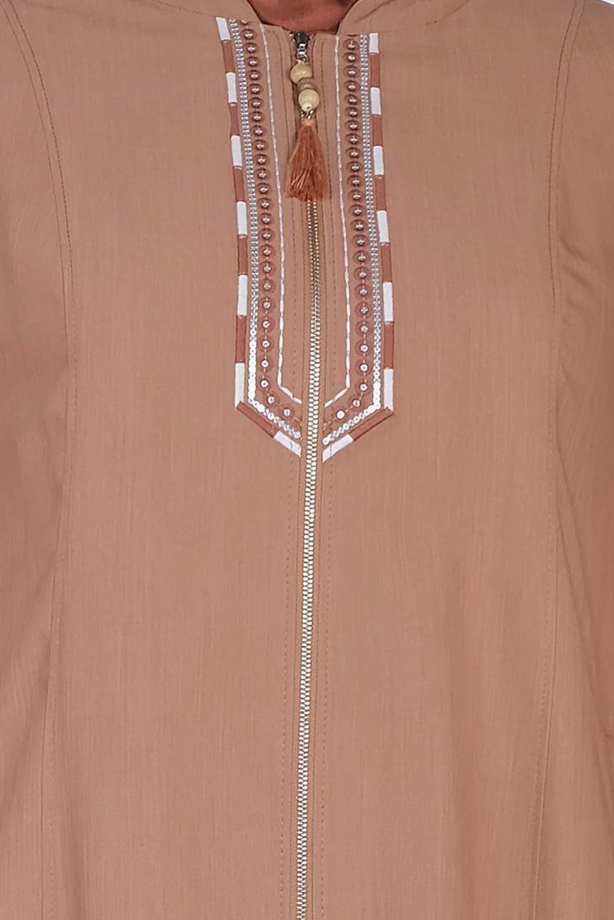 Tesettür giyim KAHVE PUL VE NAKIŞ DETAYLI FERACE 8306