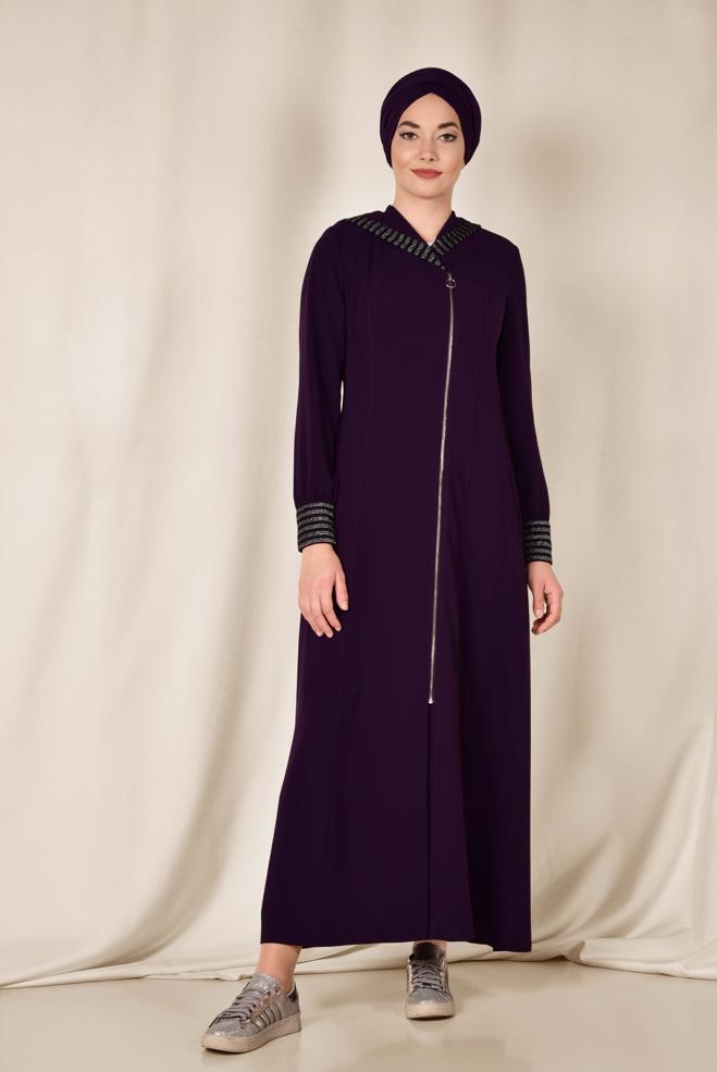 Vêtements hijab POURPRE  Abaya 8309 - ALVİNA