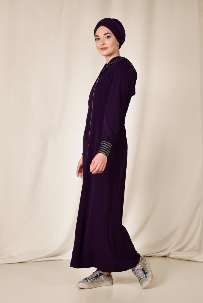 Vêtements hijab POURPRE  Abaya 8309 - ALVİNA
