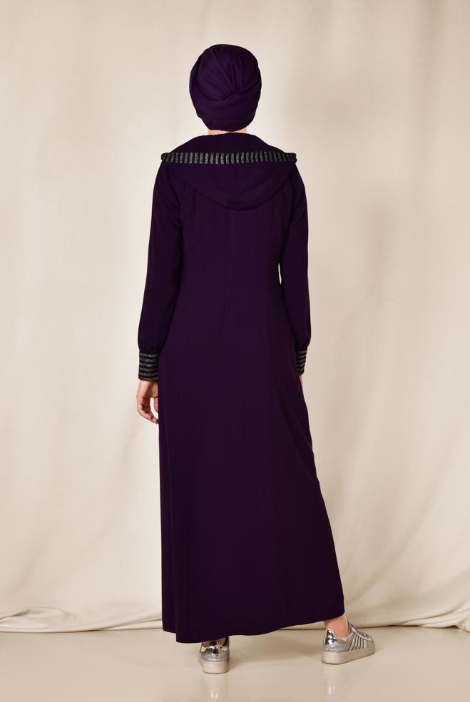 Vêtements hijab POURPRE  Abaya 8309 - ALVİNA