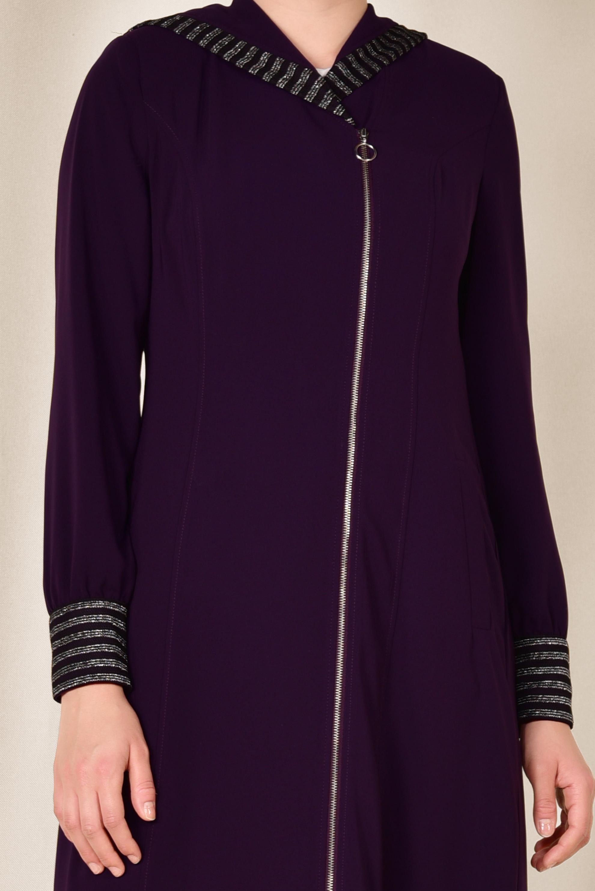 Hijab clothing PURPLE Tinsel Detailed Hooded Sport Abaya 8309 