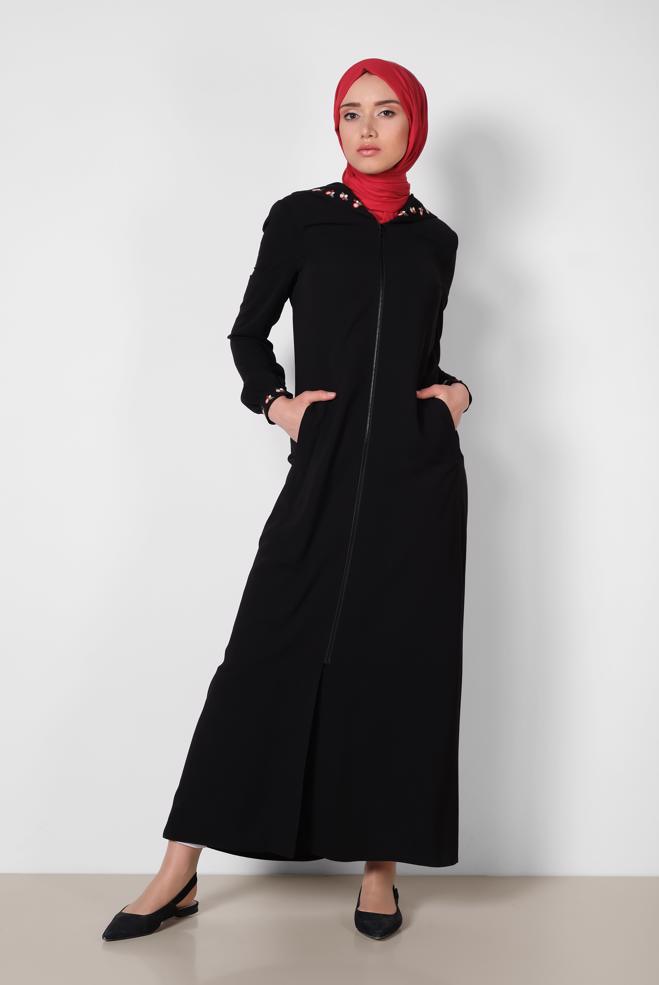 Vêtements hijab NOIR Abaya 8313 - ALVİNA