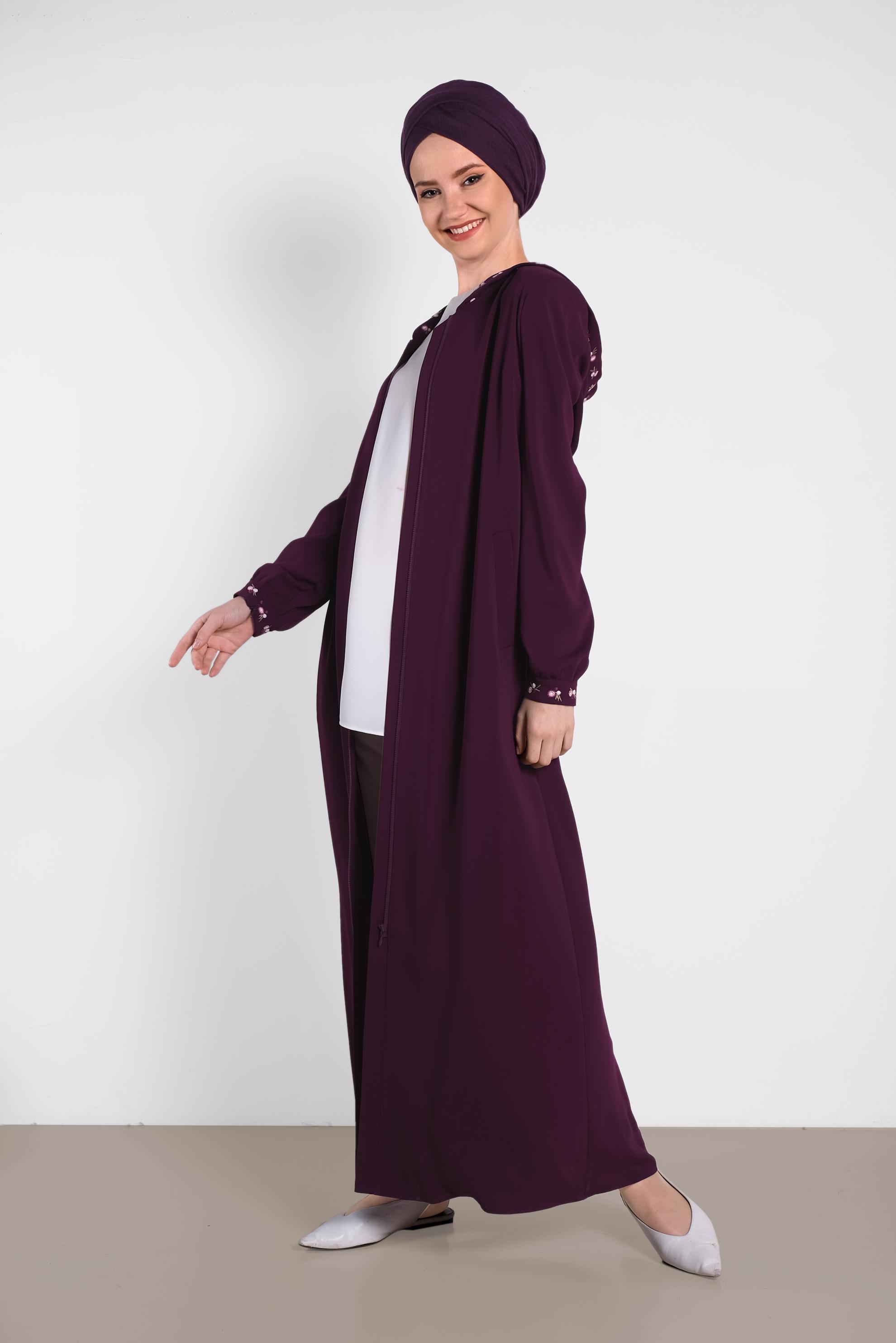 Hijab clothing DAMSON Colourful Embroidered Front Zippered Sport Abaya 8313 