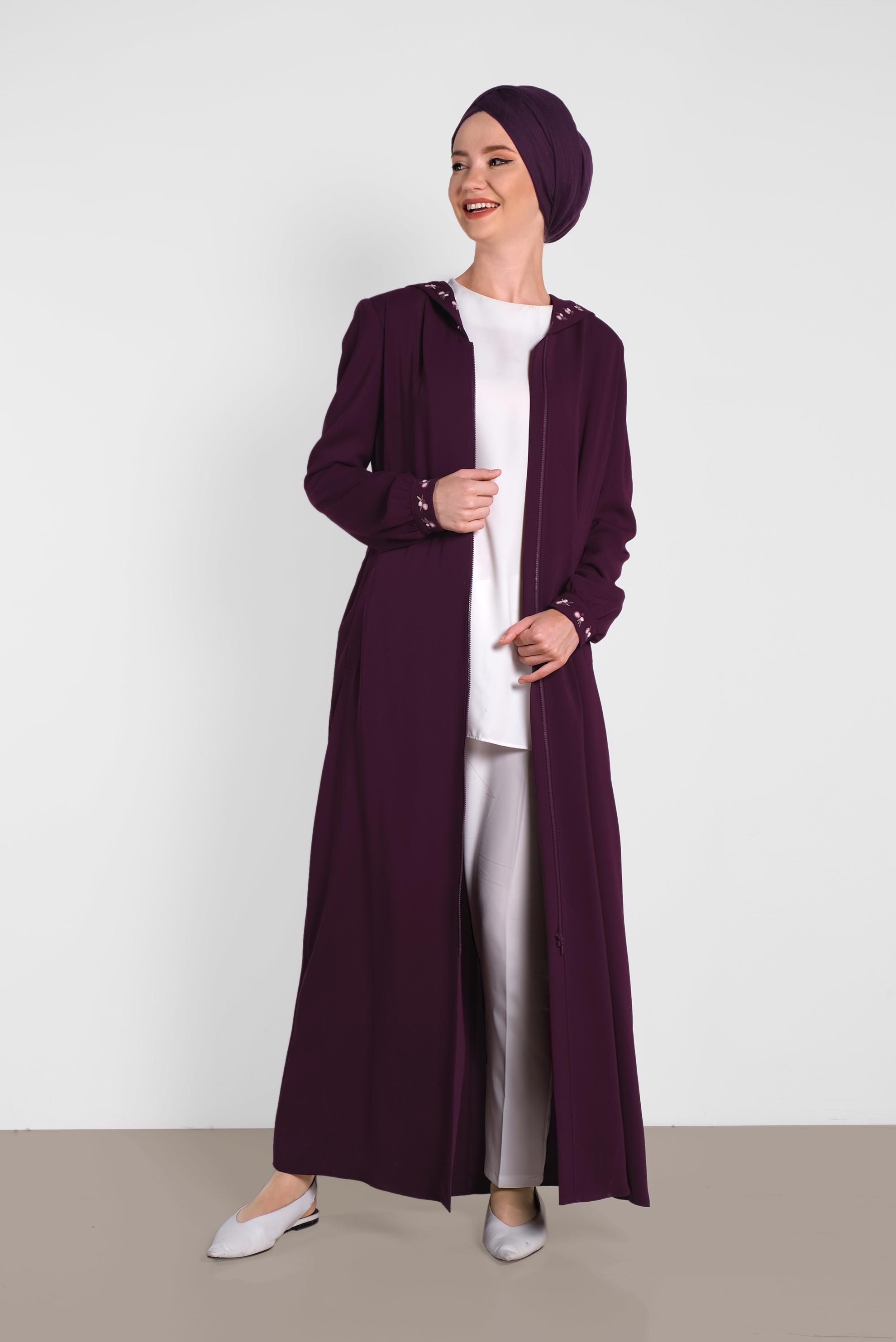 Hijab clothing DAMSON Colourful Embroidered Front Zippered Sport Abaya 8313 