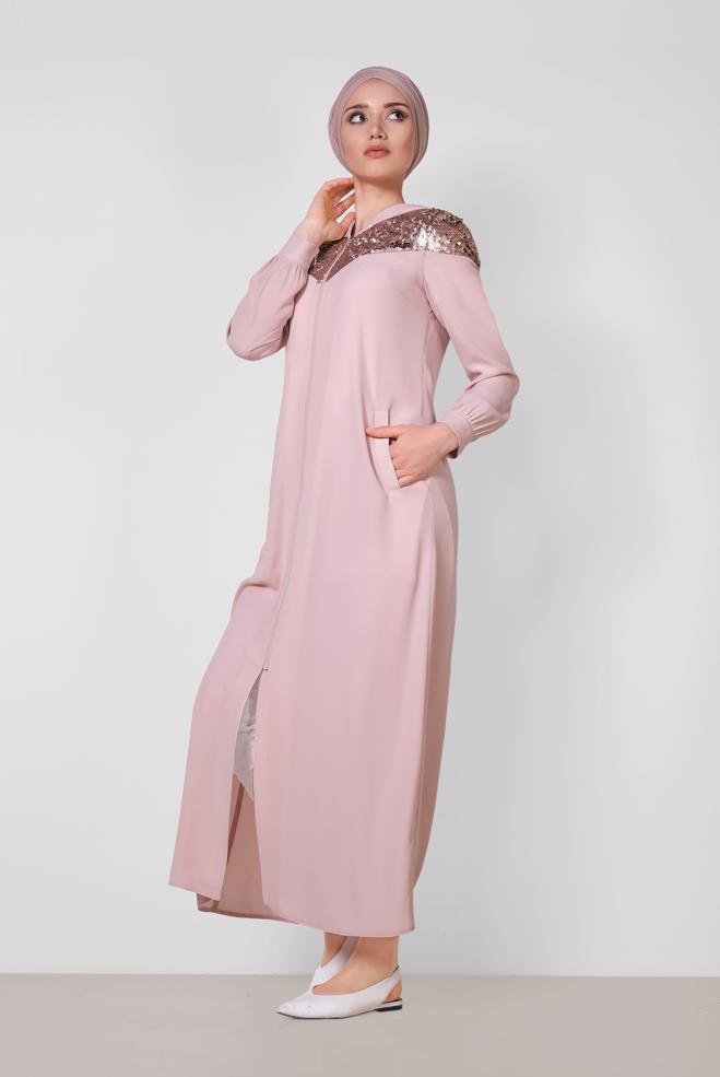 Vêtements hijab POUDRE Abaya 8319 - ALVİNA