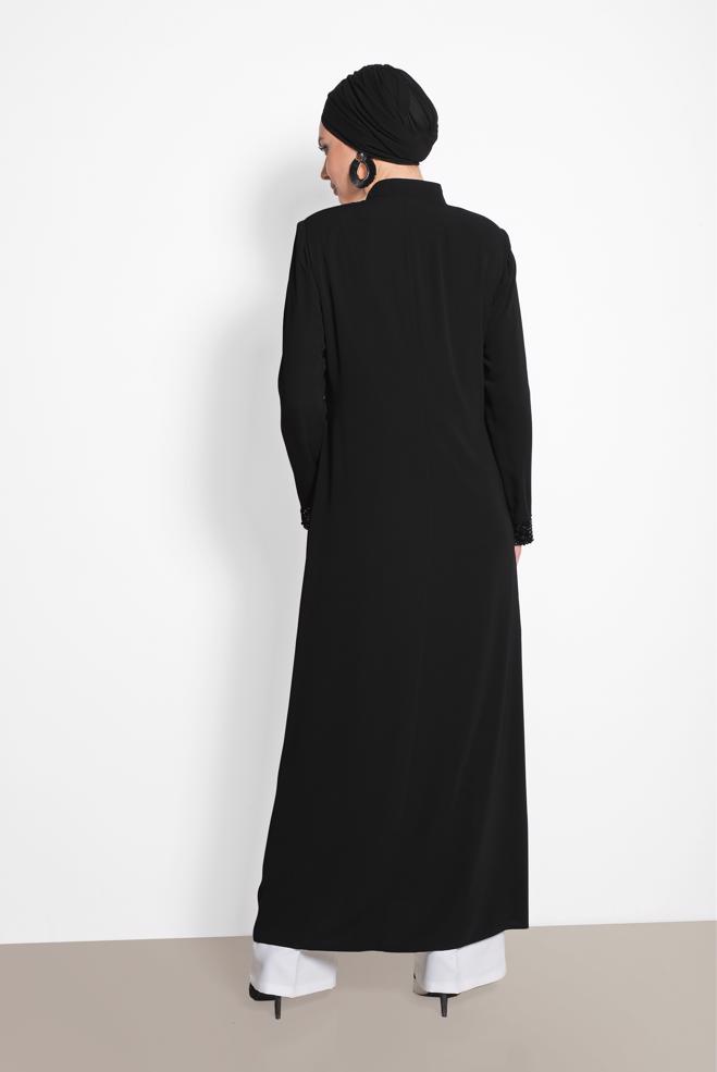 Hijab clothing BLACK Sequin Detailed Abaya 8320  - ALVİNA