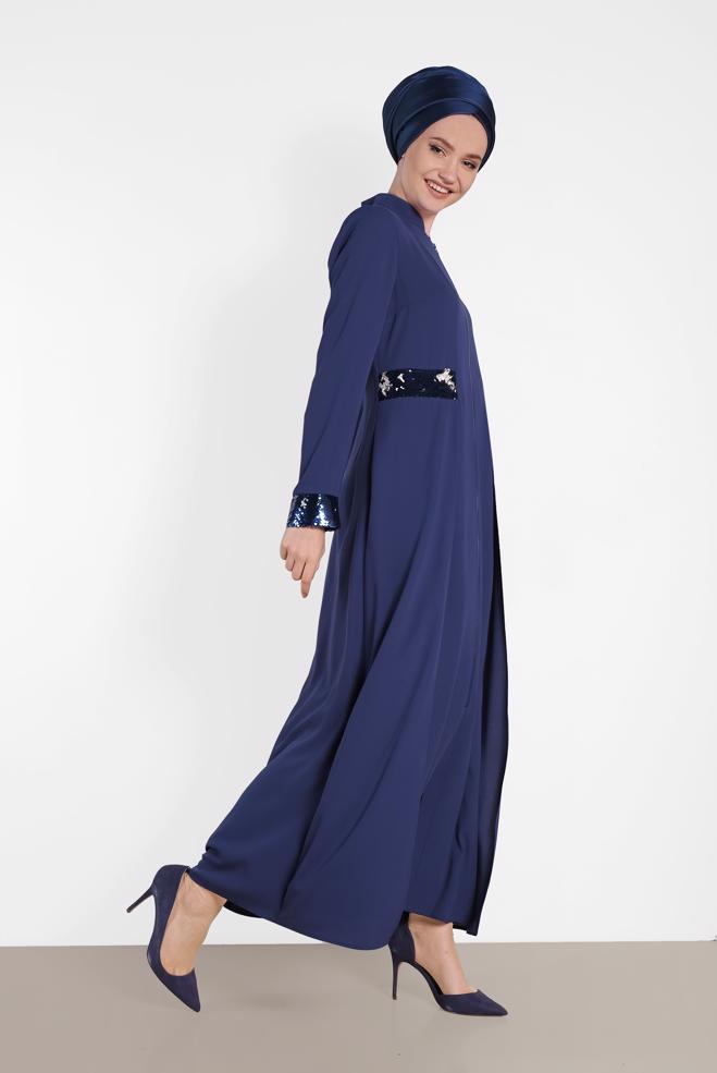 Vêtements hijab BLEU  Abaya 8320 - ALVİNA