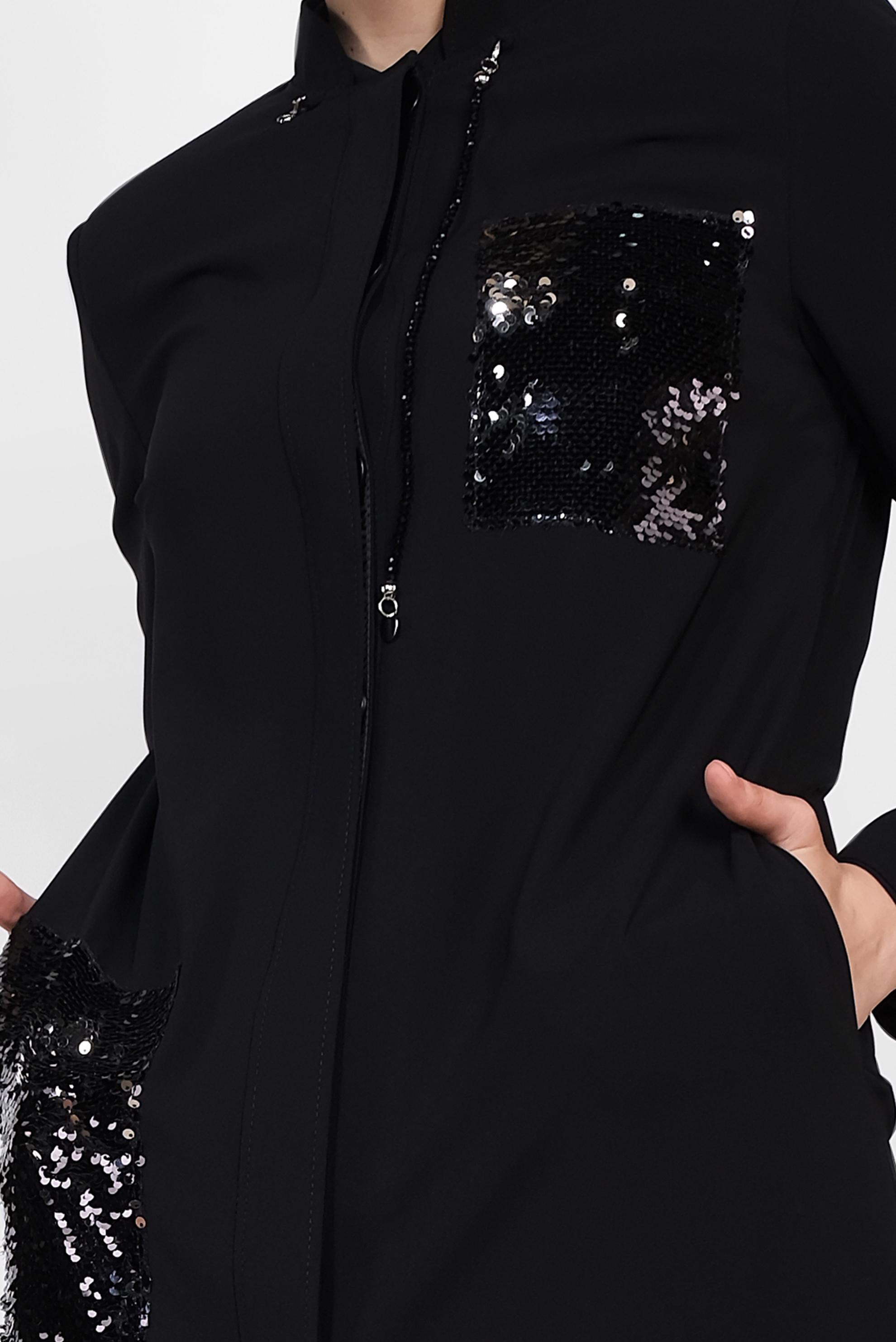 Hijab clothing BLACK Sequined Pocketed Abaya 8325 