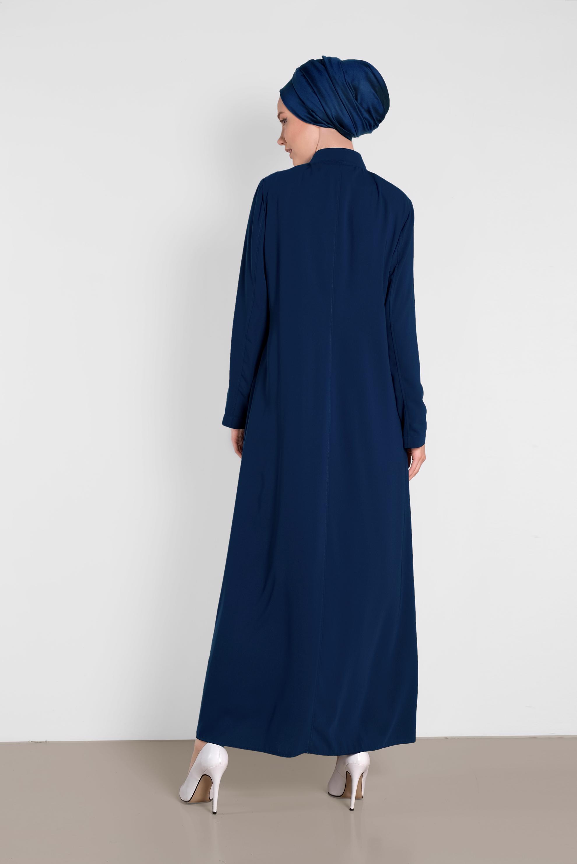 Tesettür giyim LACİVERT PUL PAYETLİ CEPLİ FERACE 8325