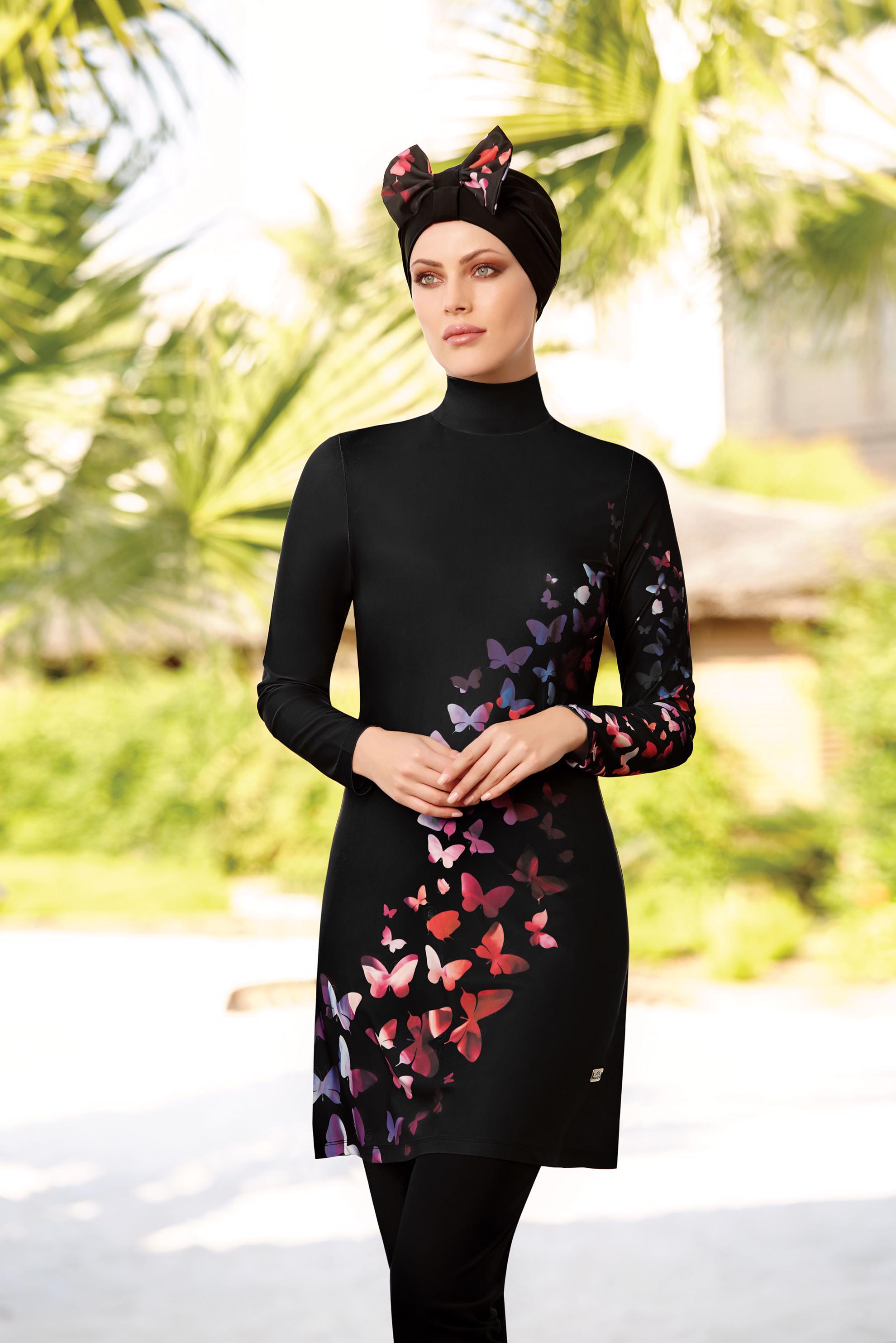 Tesettür giyim SİYAH 4114 ADASEA LİKRALI TESETTÜR MAYO