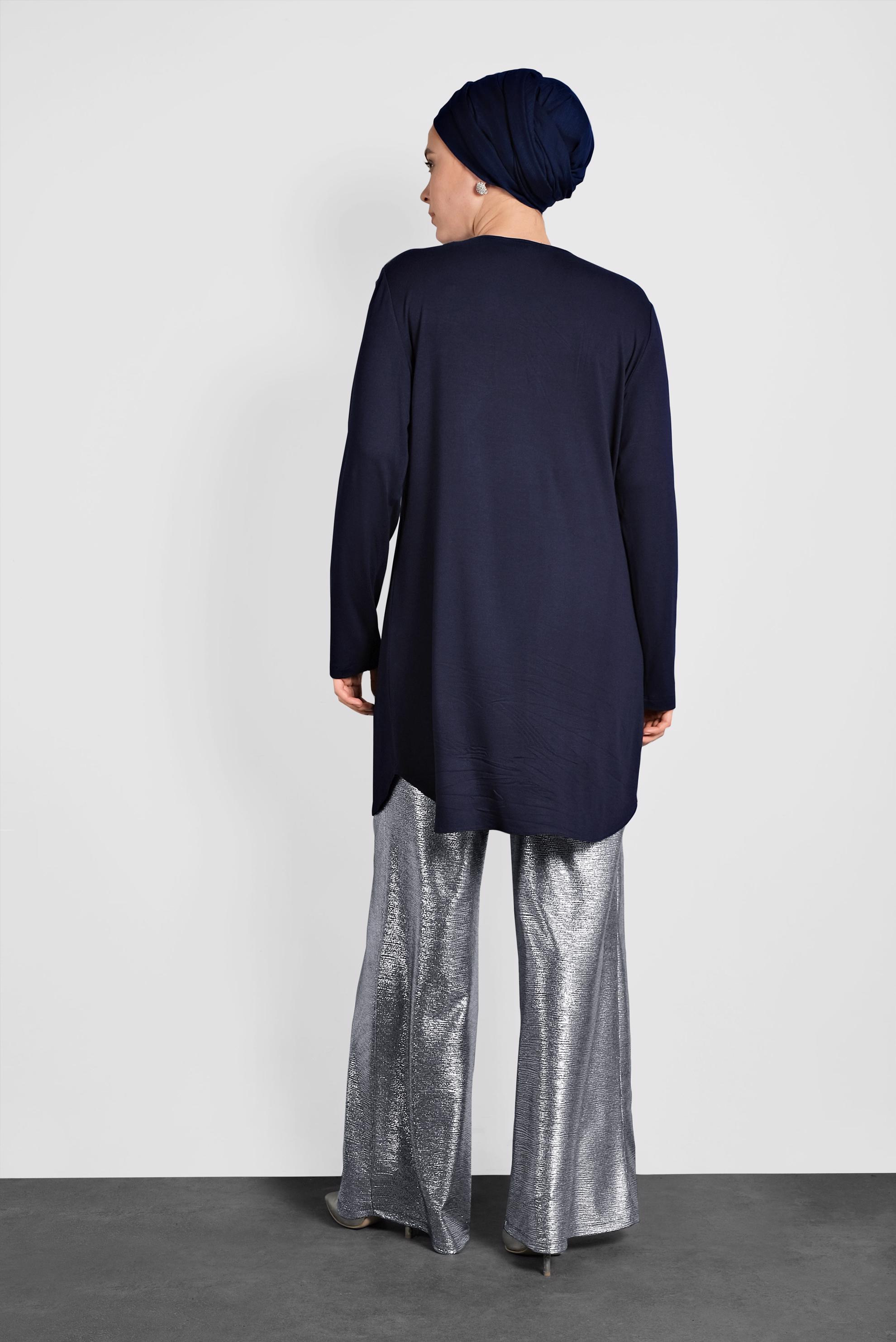 Hijab clothing NAVY BLUE Sillvery Wide Leg Pants 7334 