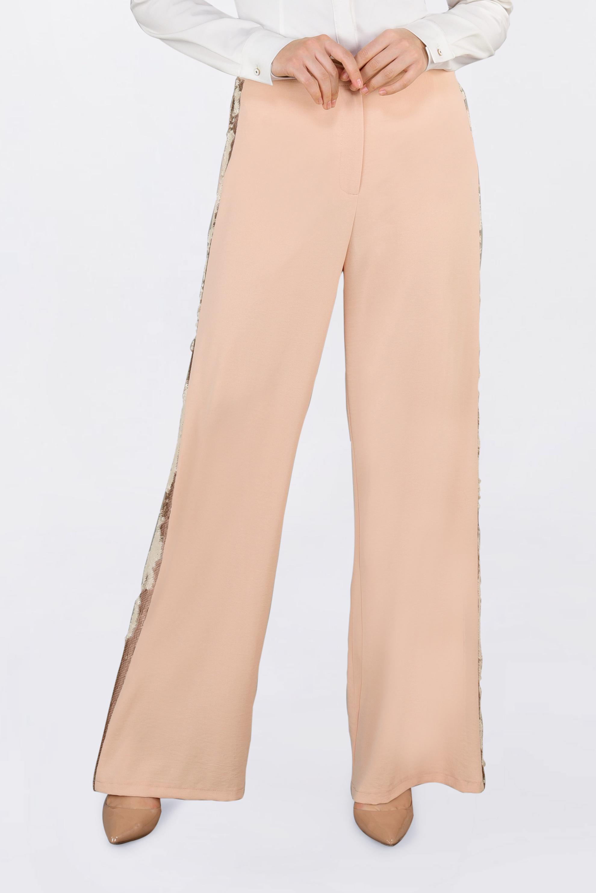 Tesettür giyim PUDRA YANLARI PAYET ŞERİTLİ PANTOLON 7342