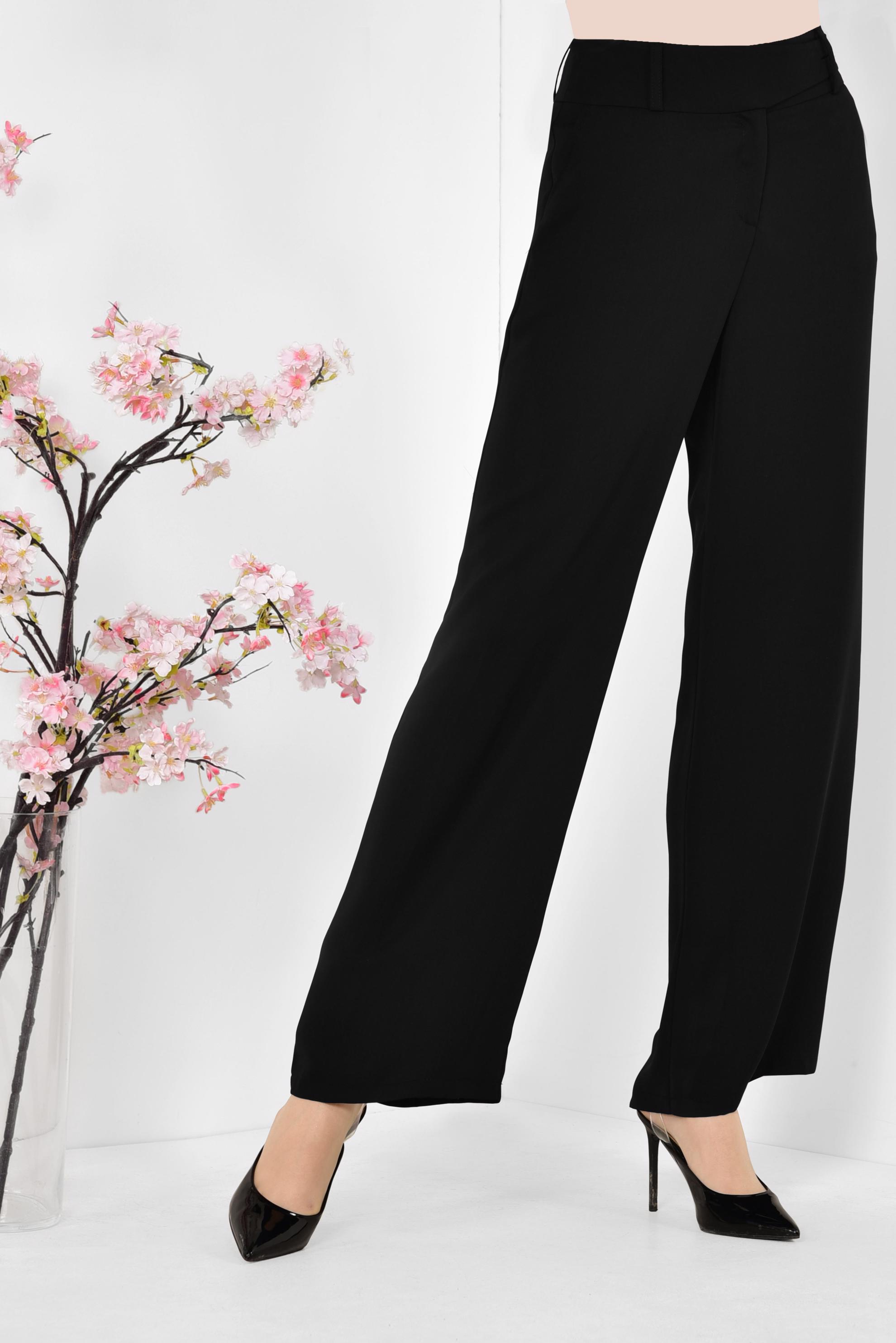 Tesettür giyim SİYAH YÜKSEK BEL SALAŞ PANTOLON 7344