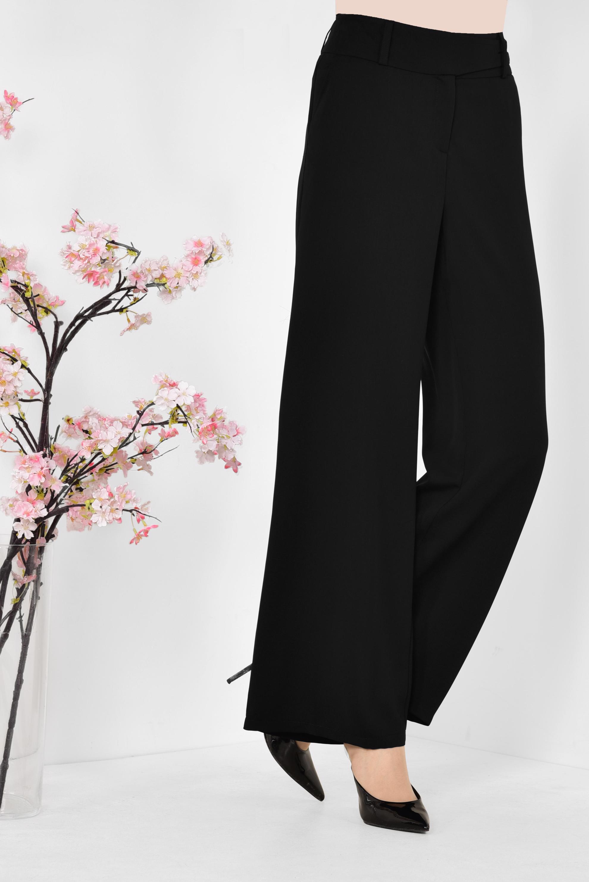 Tesettür giyim SİYAH YÜKSEK BEL SALAŞ PANTOLON 7344