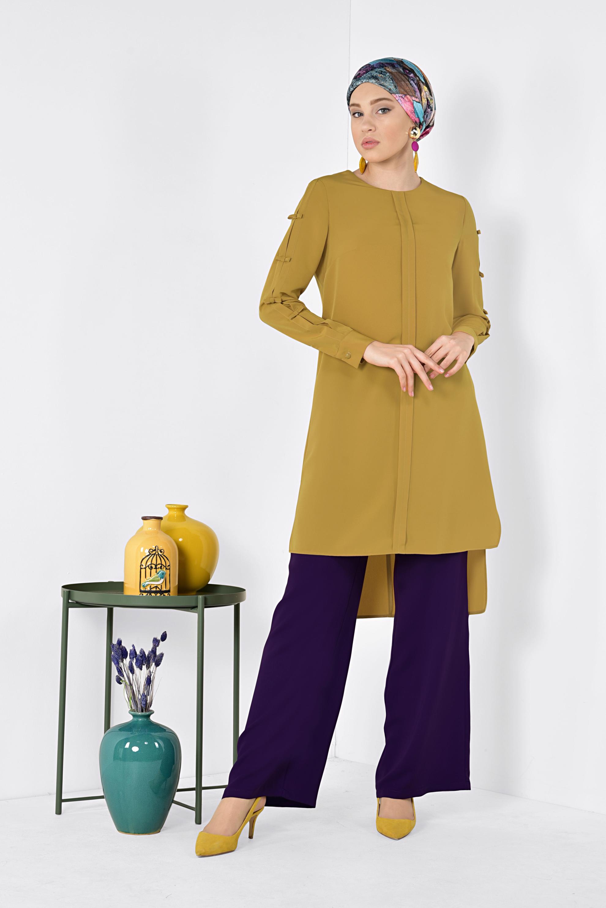 Tesettür giyim MOR YÜKSEK BEL SALAŞ PANTOLON 7344