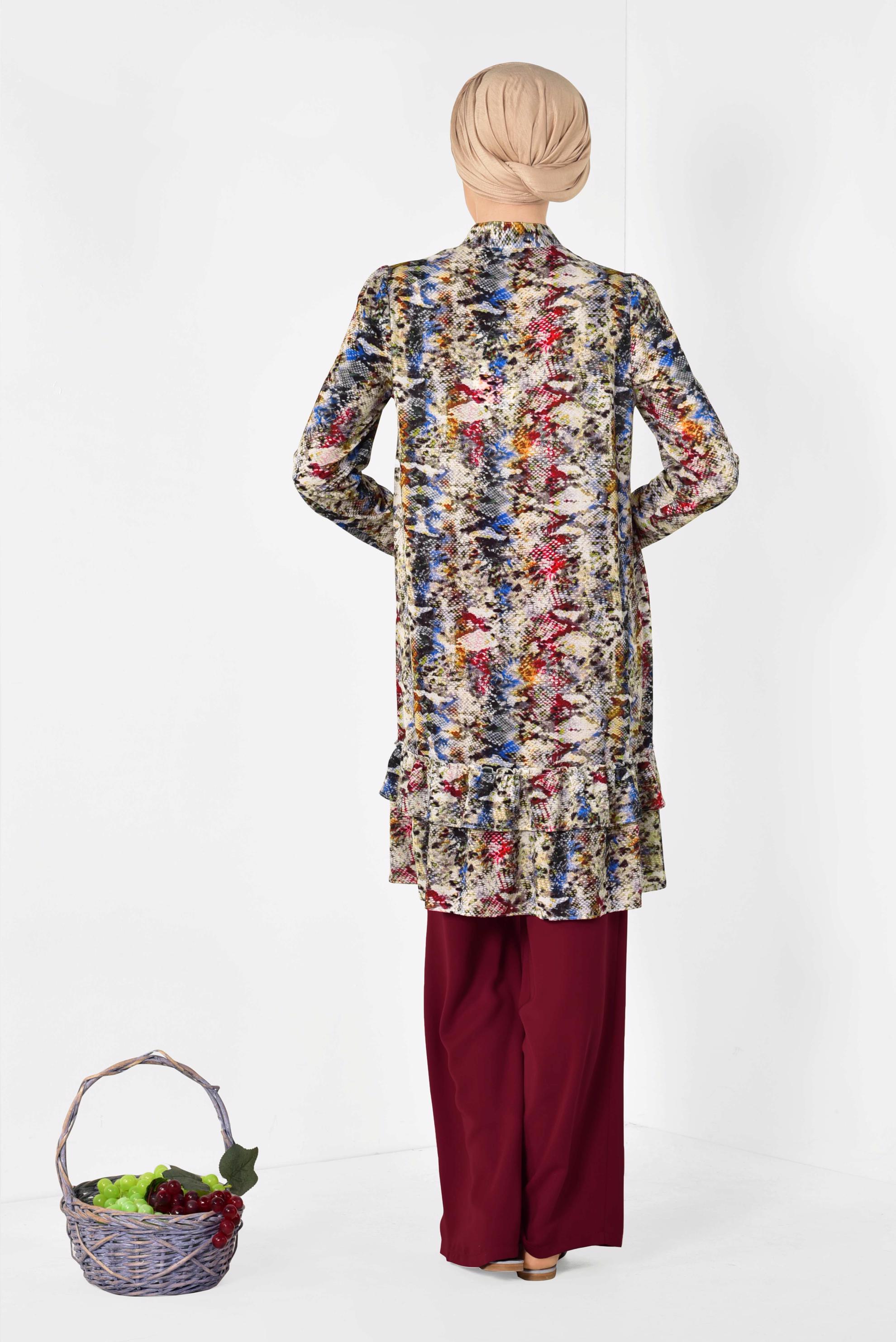 Tesettür giyim BORDO YÜKSEK BEL SALAŞ PANTOLON 7344