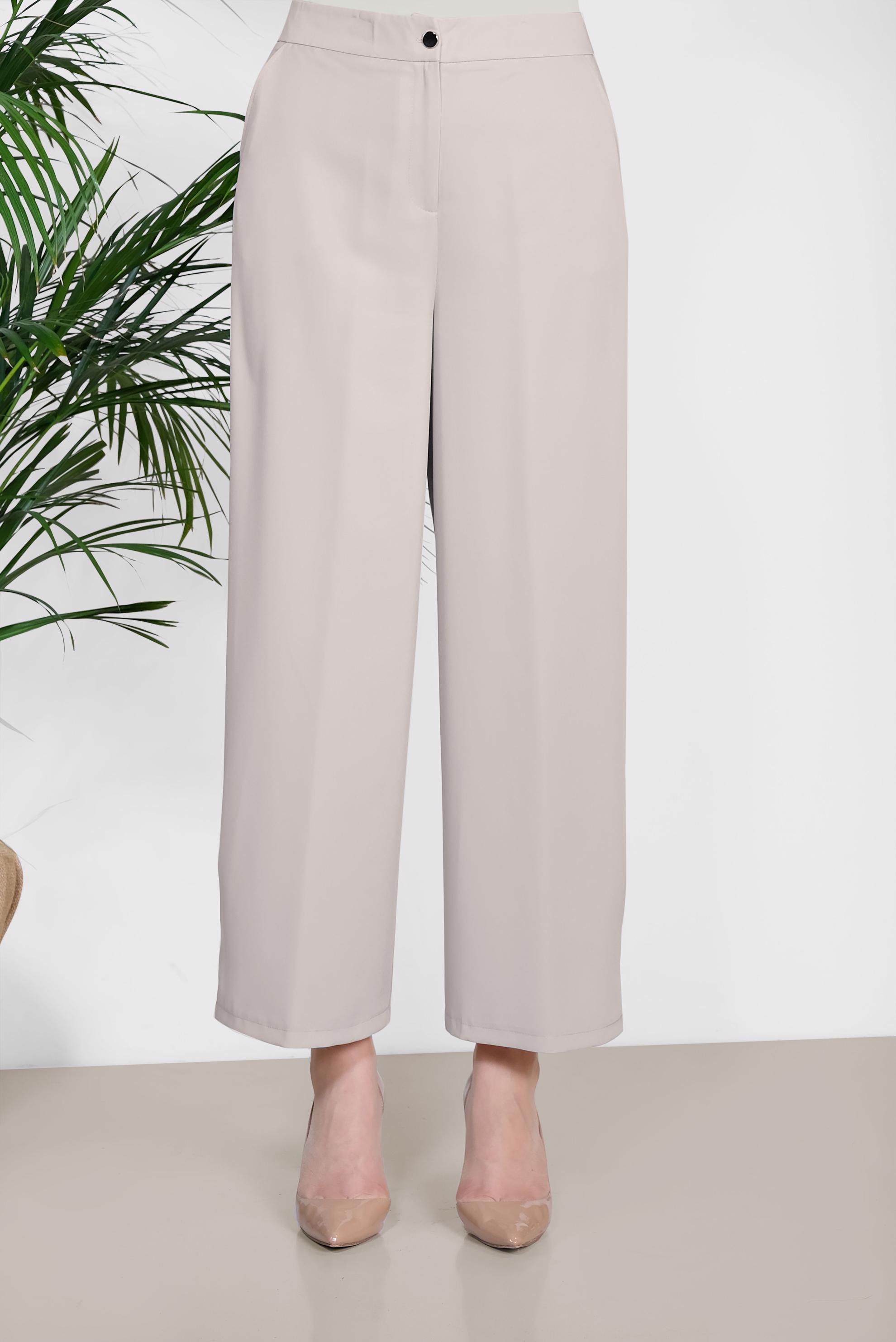 Tesettür giyim BEJ ÇITÇITLI GENİŞ KESİM PANTOLON 7368