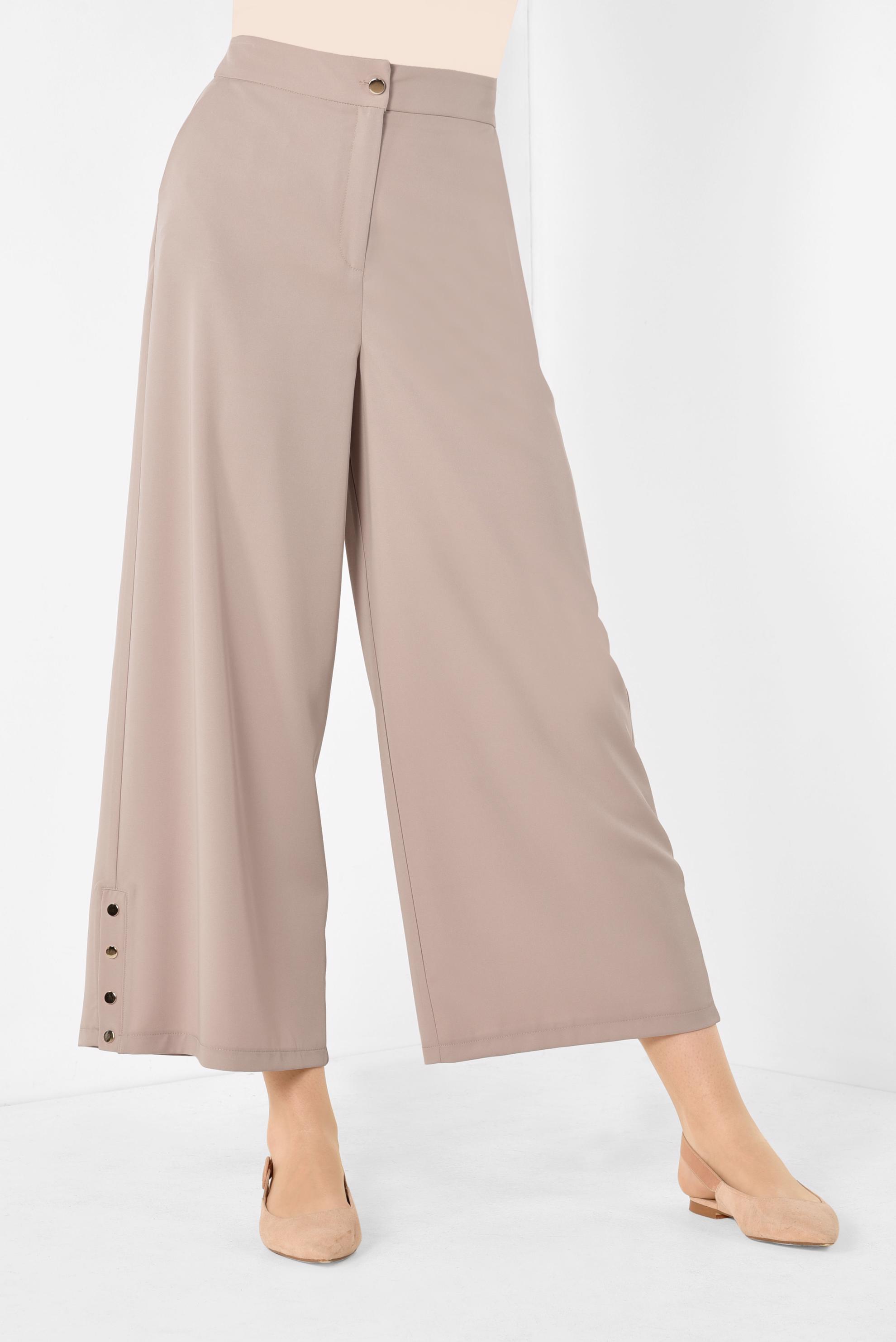 Tesettür giyim KAHVE ÇITÇITLI GENİŞ KESİM PANTOLON 7368