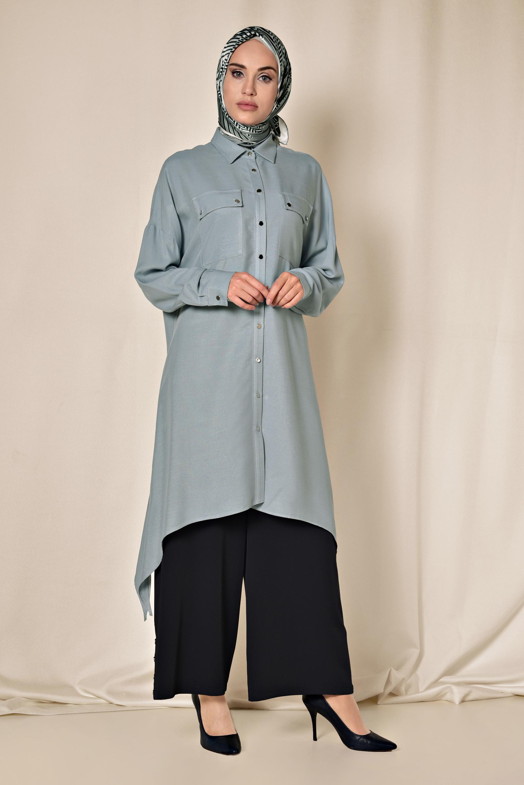 Tesettür giyim LACİVERT ÇITÇITLI GENİŞ KESİM PANTOLON 7368