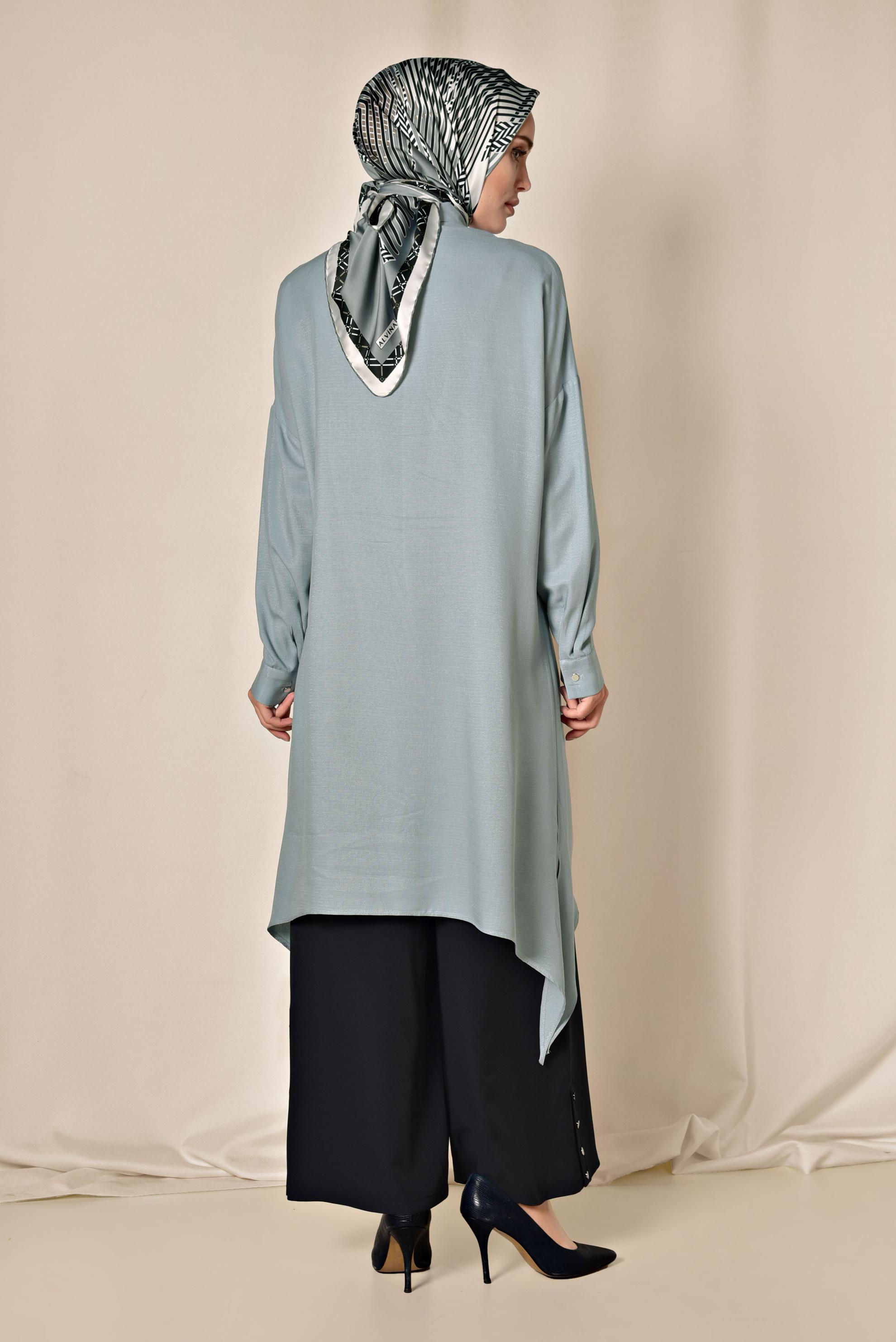 Tesettür giyim LACİVERT ÇITÇITLI GENİŞ KESİM PANTOLON 7368