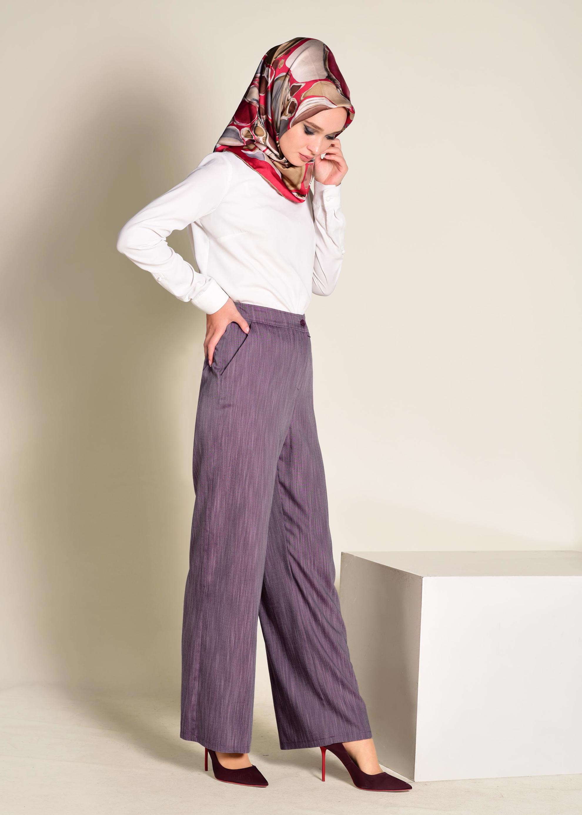 Tesettür giyim MÜRDÜM DÜĞMELİ YÜKSEK BEL PANTOLON 7370